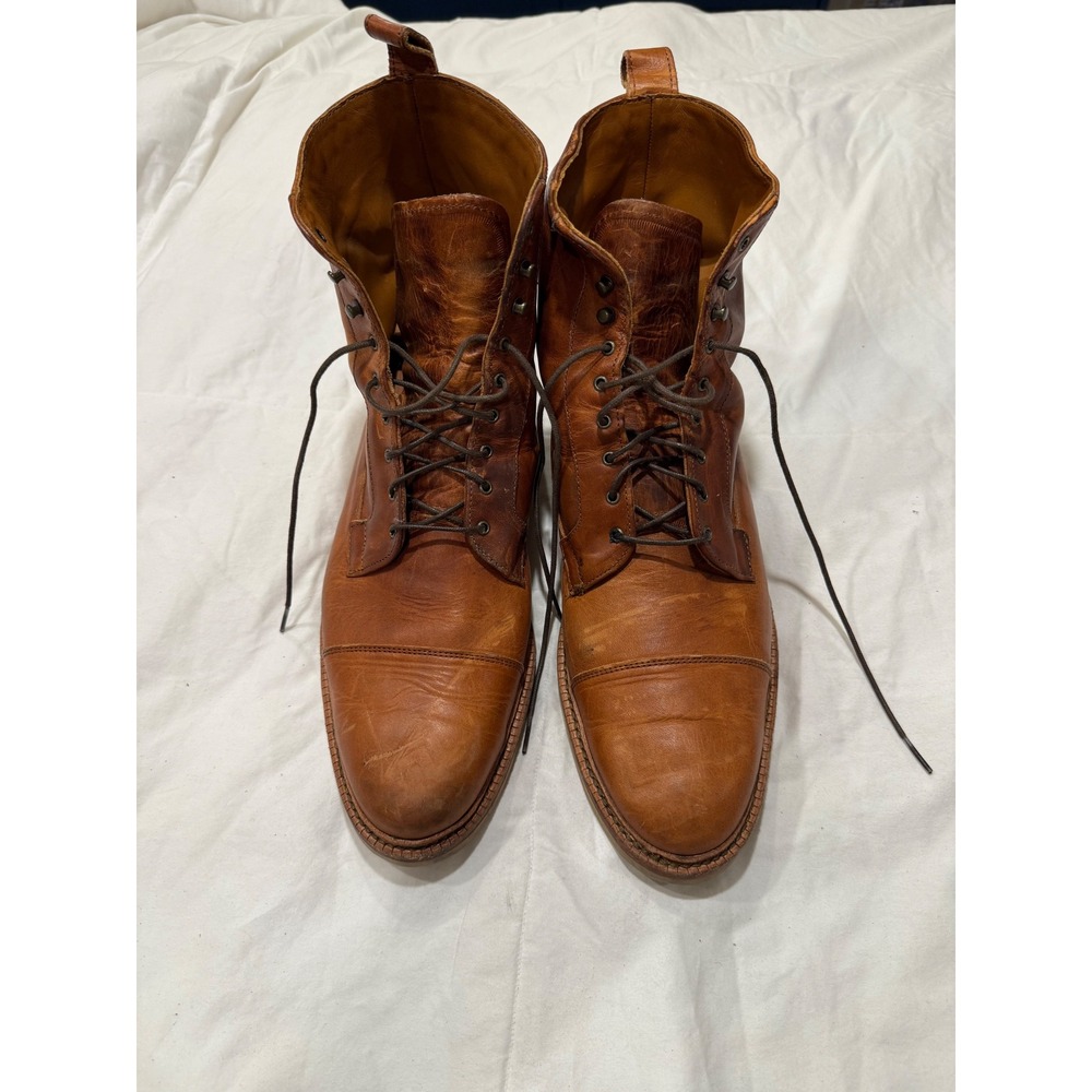 Allen Edmonds Eagle County Tan Leather Cap Toe Wedge Sole Boots 9442 Mens 15 D